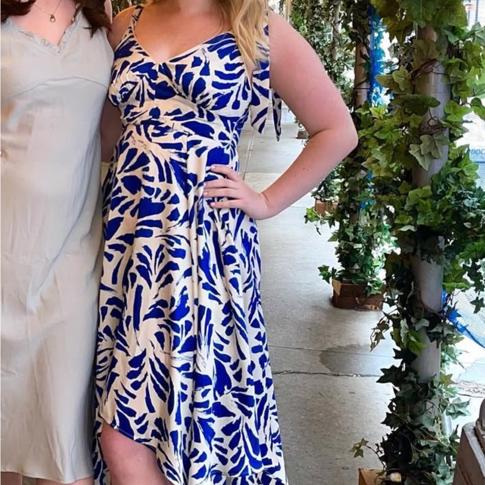 Blue and White Patterned Women's Dress